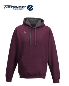 Tempest Lightweight Burgundy Charcoal Grey Hooded Sweatshirt